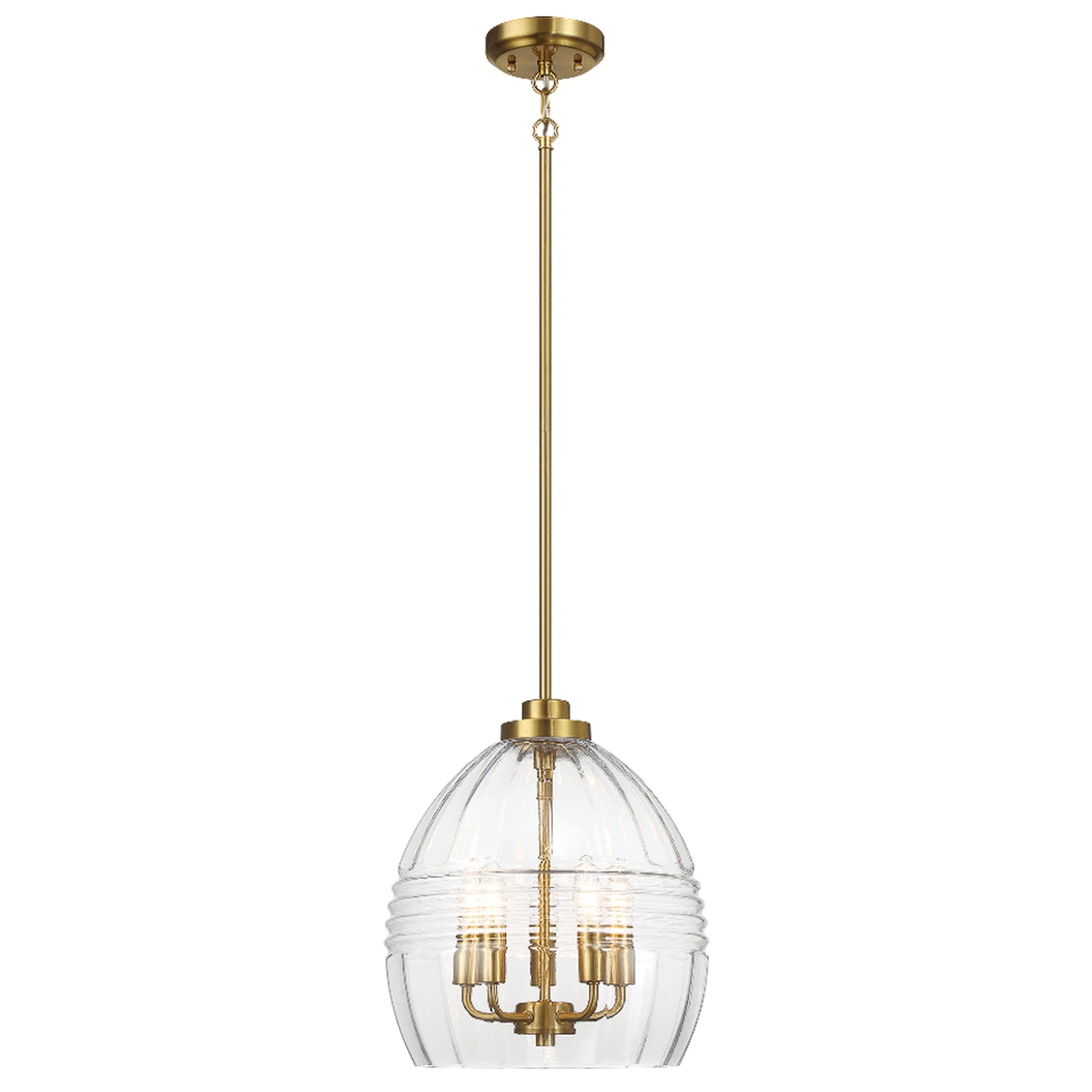 Zen Five Pendant Chain Hanging Light with Clear Glass - Satin