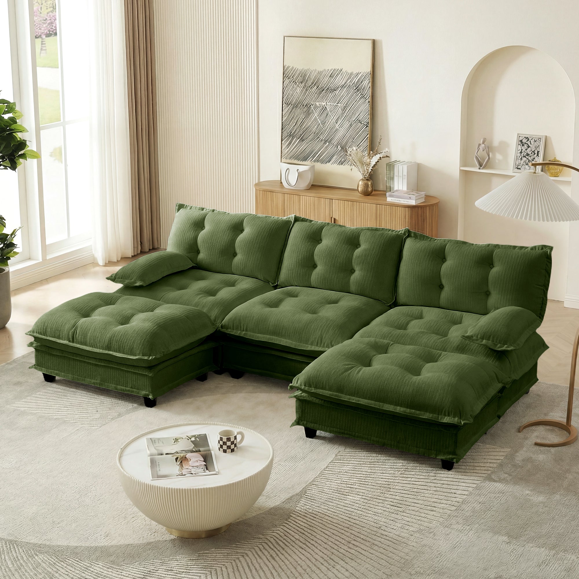 107" U Shaped Modern Sofa Modular Sectional Cloud Couch