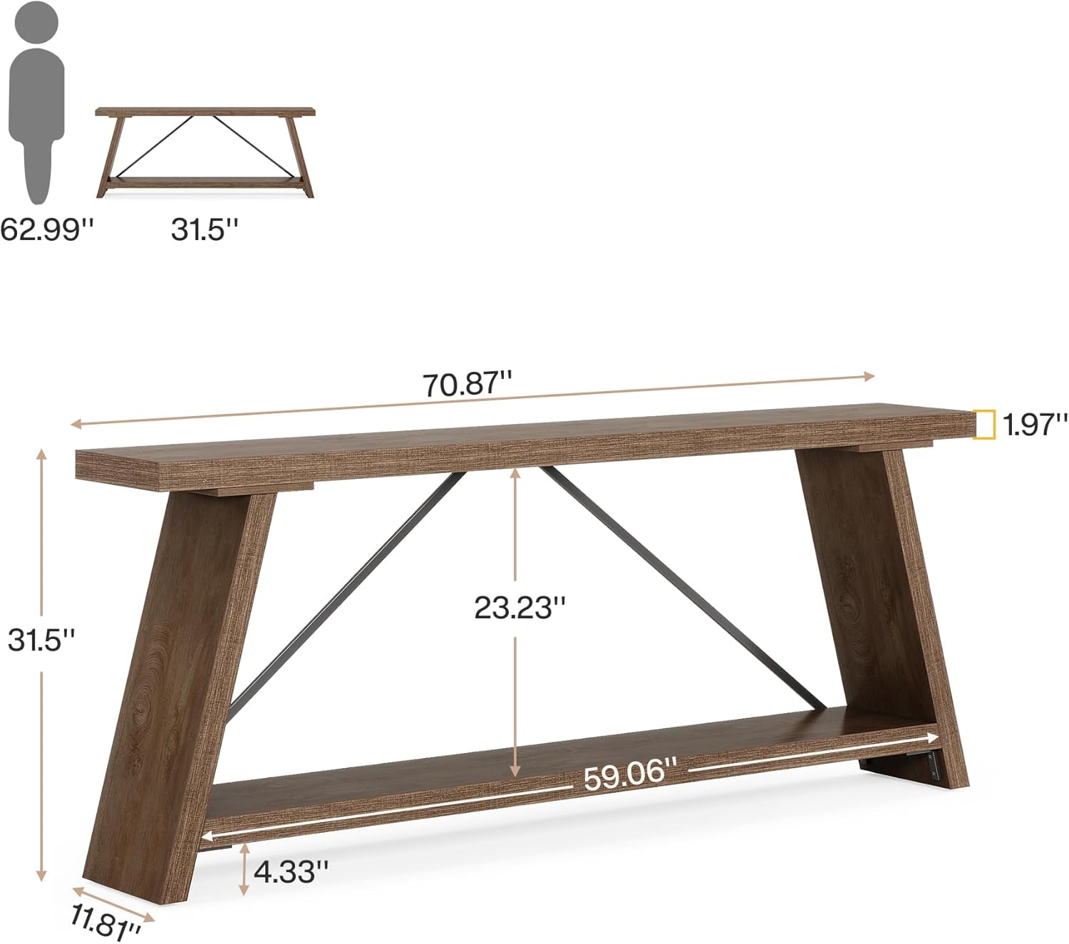70.9” Extra Long Console Table Behind Couch