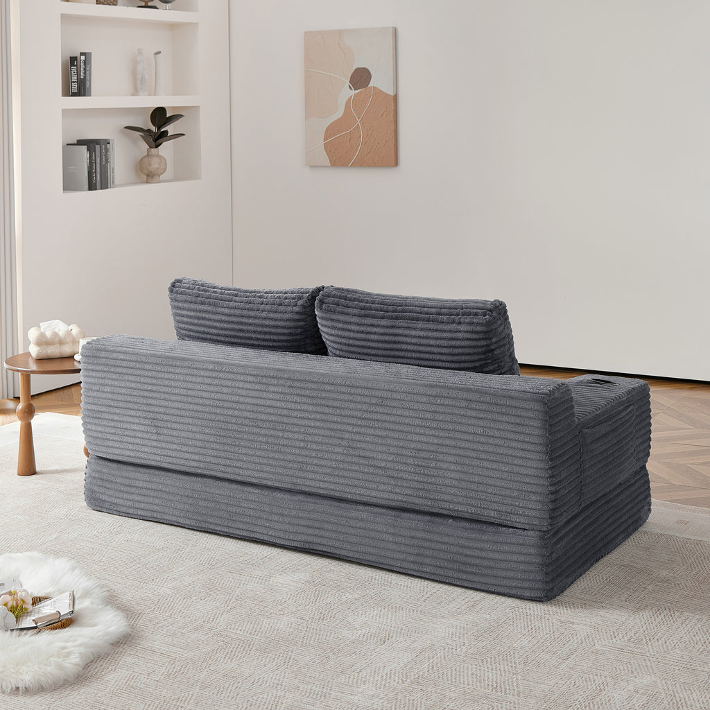 70.8-Inch Corduroy Two-in-One Sofa Bed