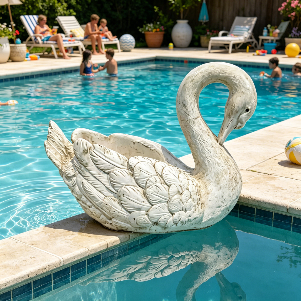 12.8-Inch Tall Vintage Swan Planter Statue
