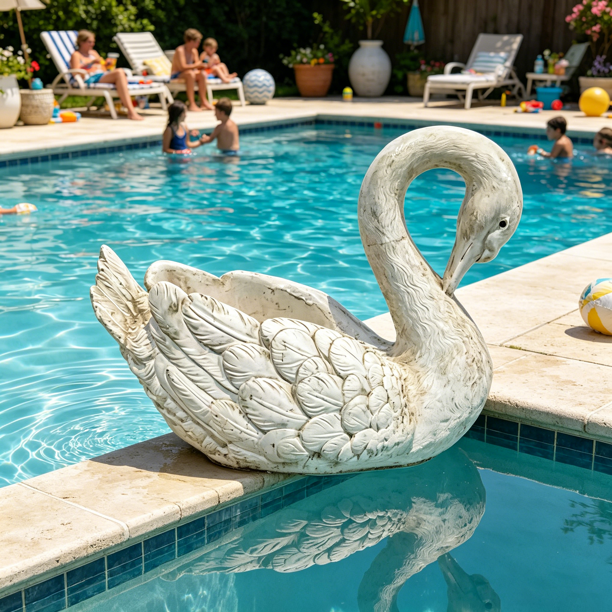 12.8-Inch Tall Vintage Swan Planter Statue