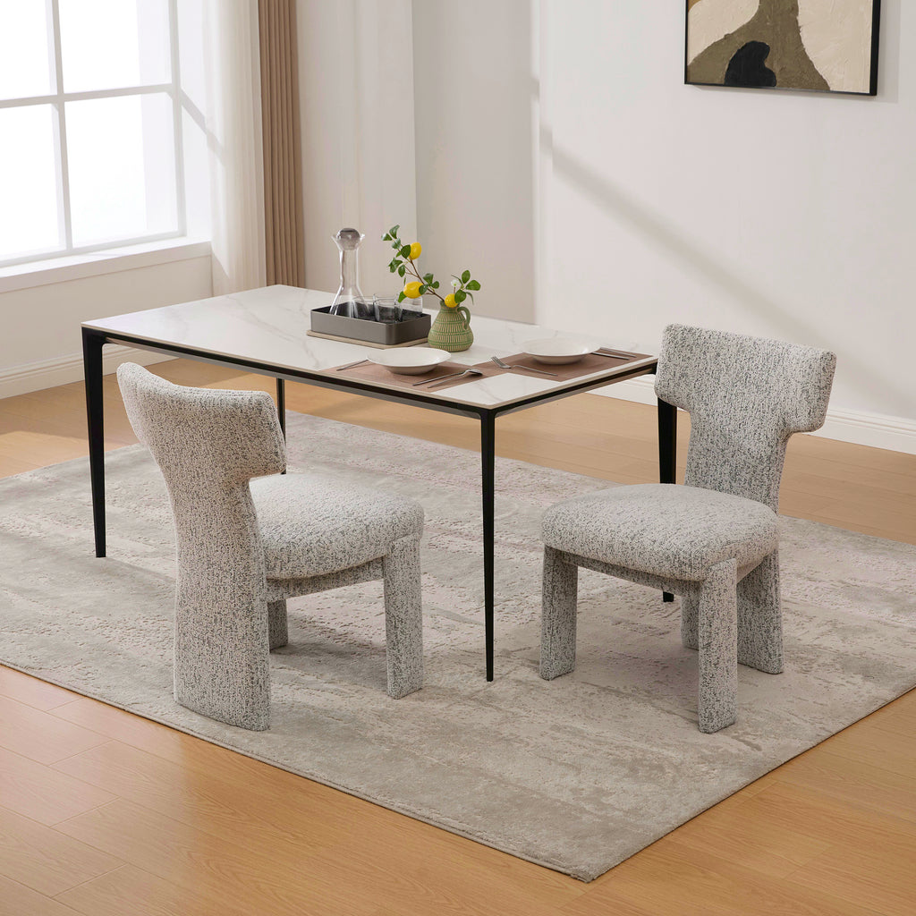 22.05" Wide Modern Upholstered Chenille Dining Chair Set of 2