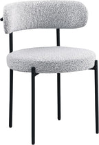 Contemporary Dining Chair Set of 2, Boucle Fabric Upholstered Kitchen Chair