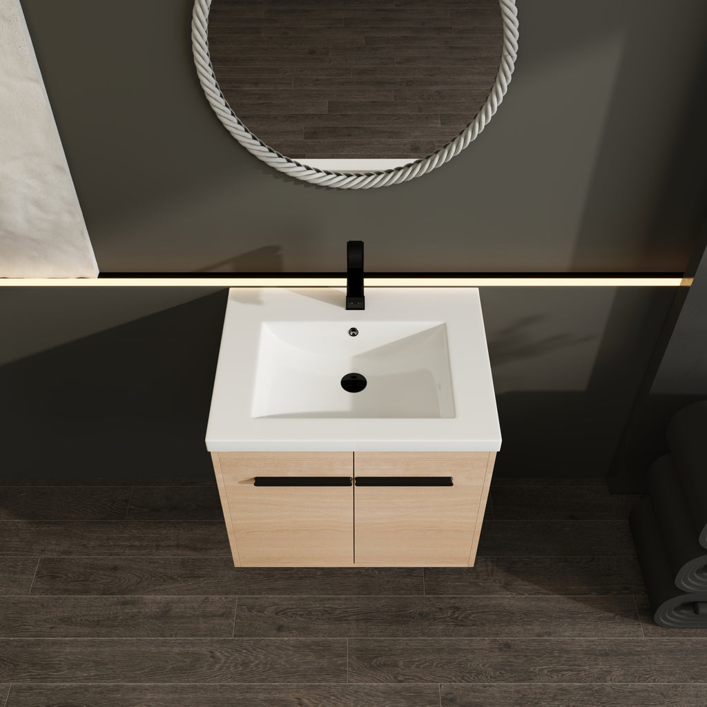 24" Wall Mounted Bathroom Vanity with Resin Basin