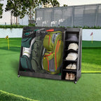 Gray Wooden Golf Bag Storage Rack with 3 Drawers