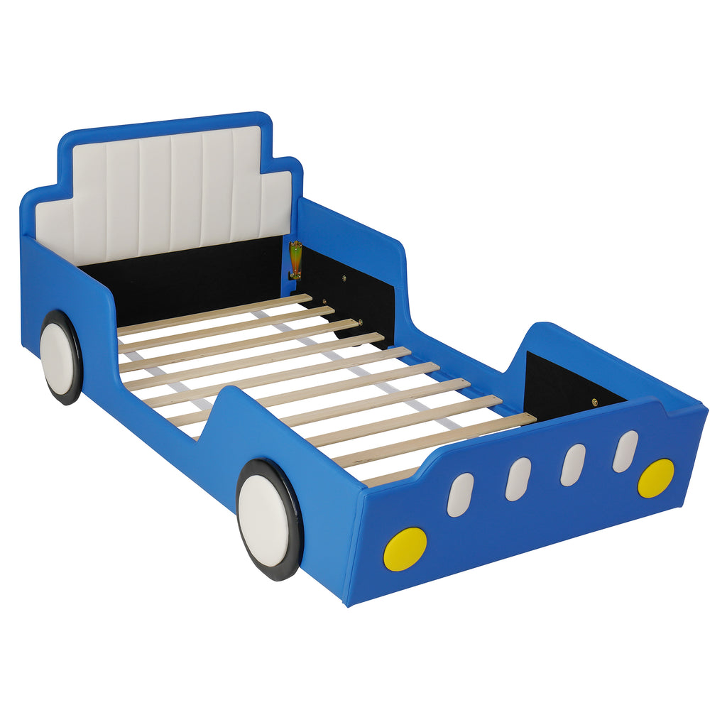 Twin Size Race Car-Shaped Platform Bed with Wheels