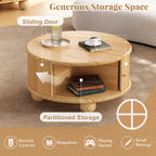 Round Fluted Coffee Table with Storage