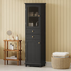 63" Tall Bathroom Storage Cabinet with Glass Doors