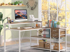55-Inch L-Shaped Home Office Desk with Monitor Riser