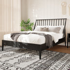 Solid Bamboo Wood Spindle Platform Queen Bed