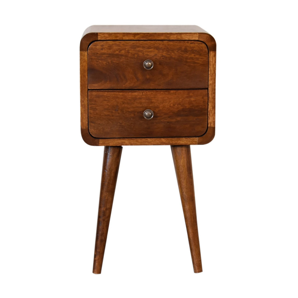Soli Wood Mini Chestnut Curved Nightstand