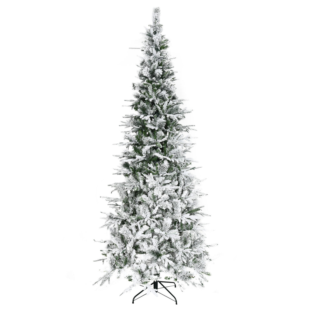 HOMCOM 9' Unlit Snow Flocked Pine Artificial Christmas Tree