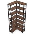 Stylish 7-Tier Industrial Corner Bookshelf