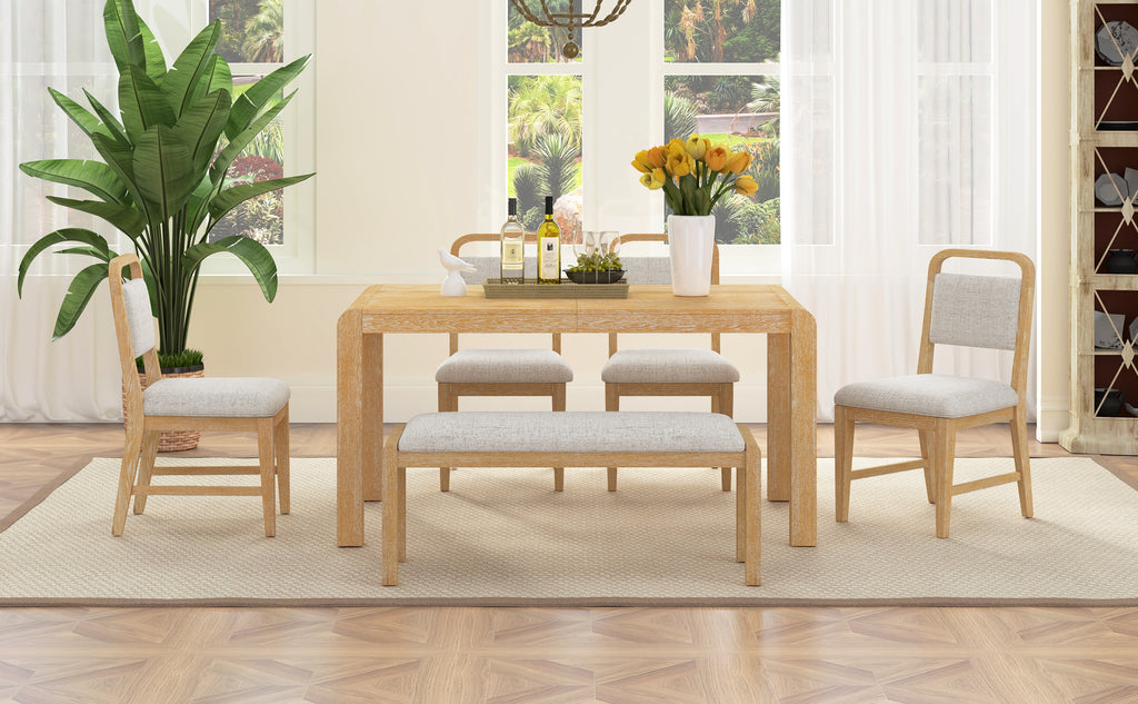 TREXM Vintage Extendable Dining Table Set for 4-6