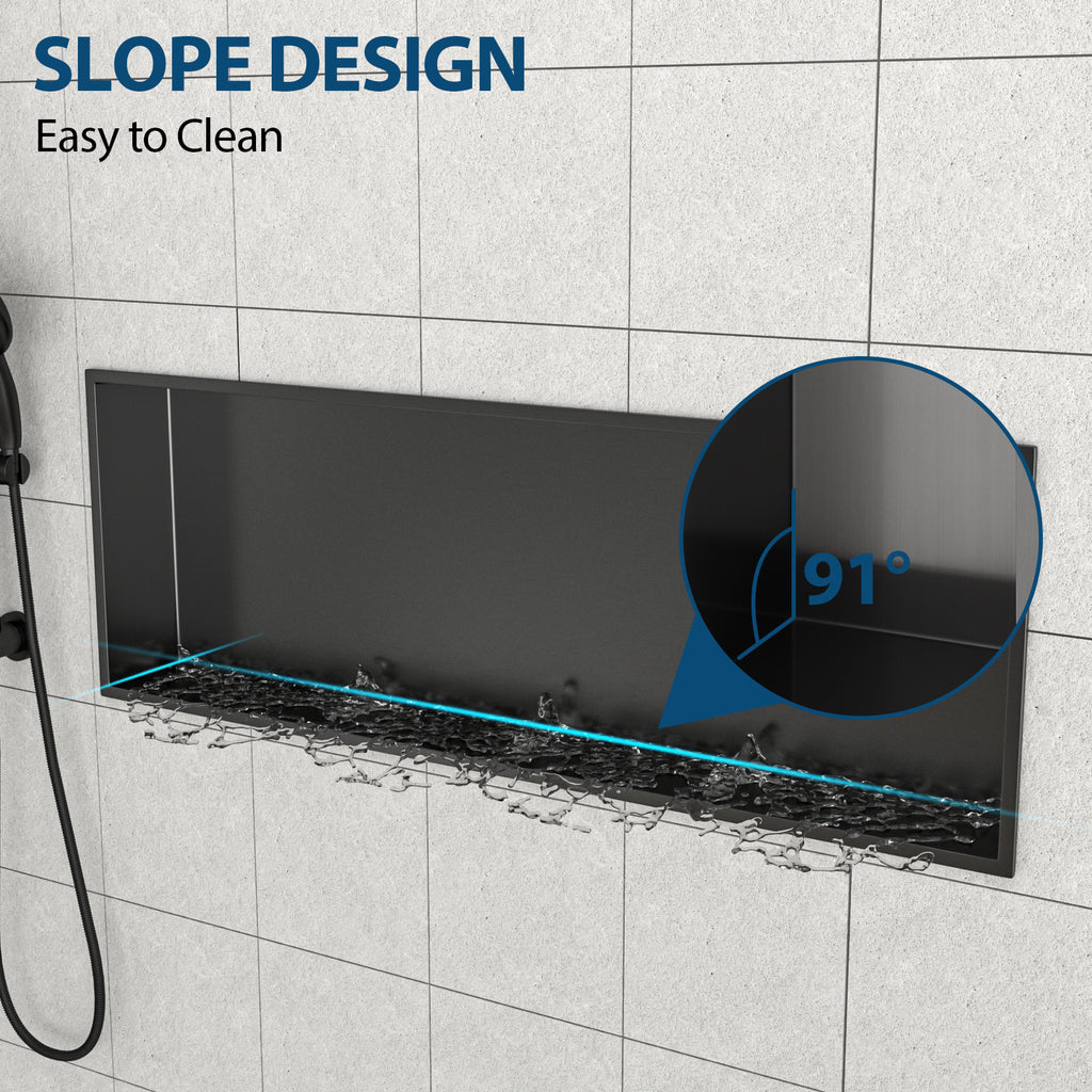 37" x 13" Stainless Steel Shower Niche, Gunmetal