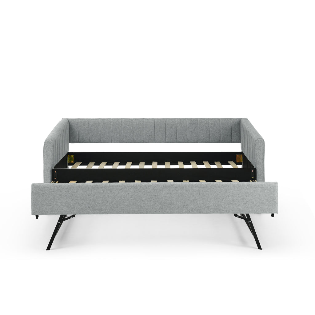 Twin Size Daybed with Trundle Upholstered Sofa Bed