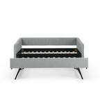 Twin Size Daybed with Trundle Upholstered Sofa Bed