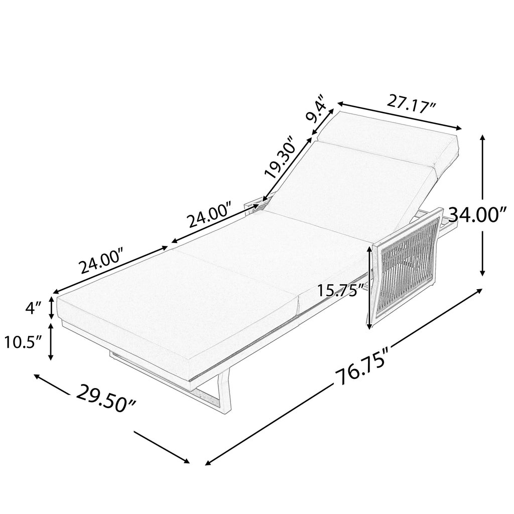 White Iron Outdoor Chaise Lounge