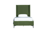 Promenade Upholstered Velvet Twin Bed in Moss