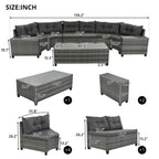 8-Pieces Outdoor Wicker Round Sofa Set