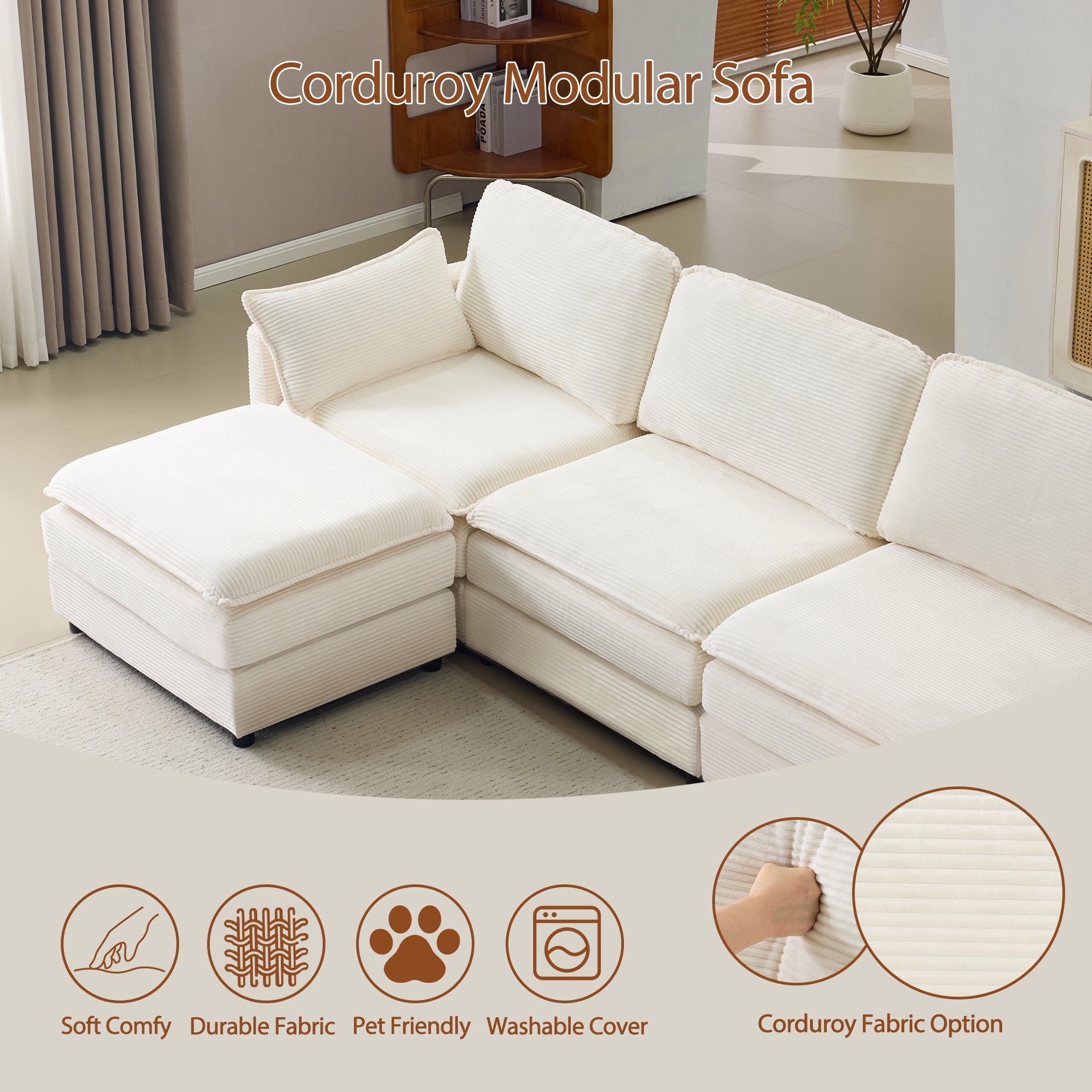 136" Plush Cloud 3-Seater Sofa