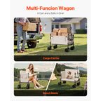Foldable Wagon Cart Converts to Bench - 550lb Load & 220L Utility Wagon for Camp