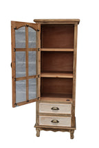 Rustic Wooden Storage Cabinet with Decorative Cutout Door