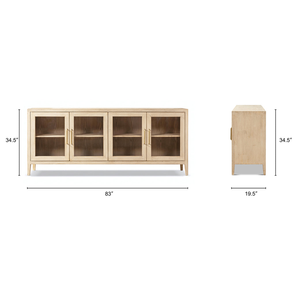 Marlowe 83-Inch Glass Door Sideboard, Brushed White