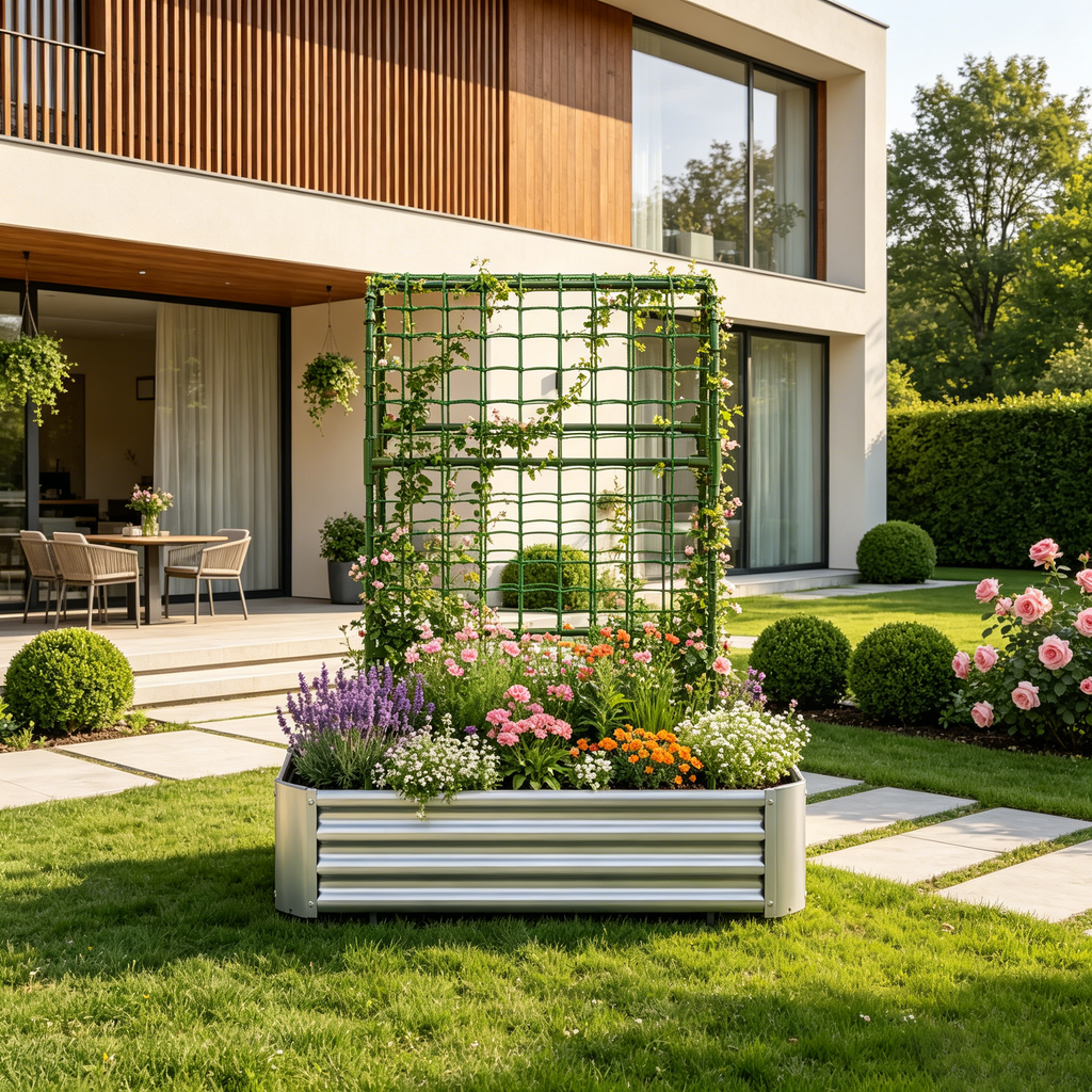 2-in-1 Raised Garden Bed with Trellis