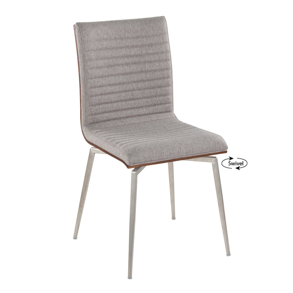 Contemporary Dining Accent Chair with Swivel in Stainless Steel