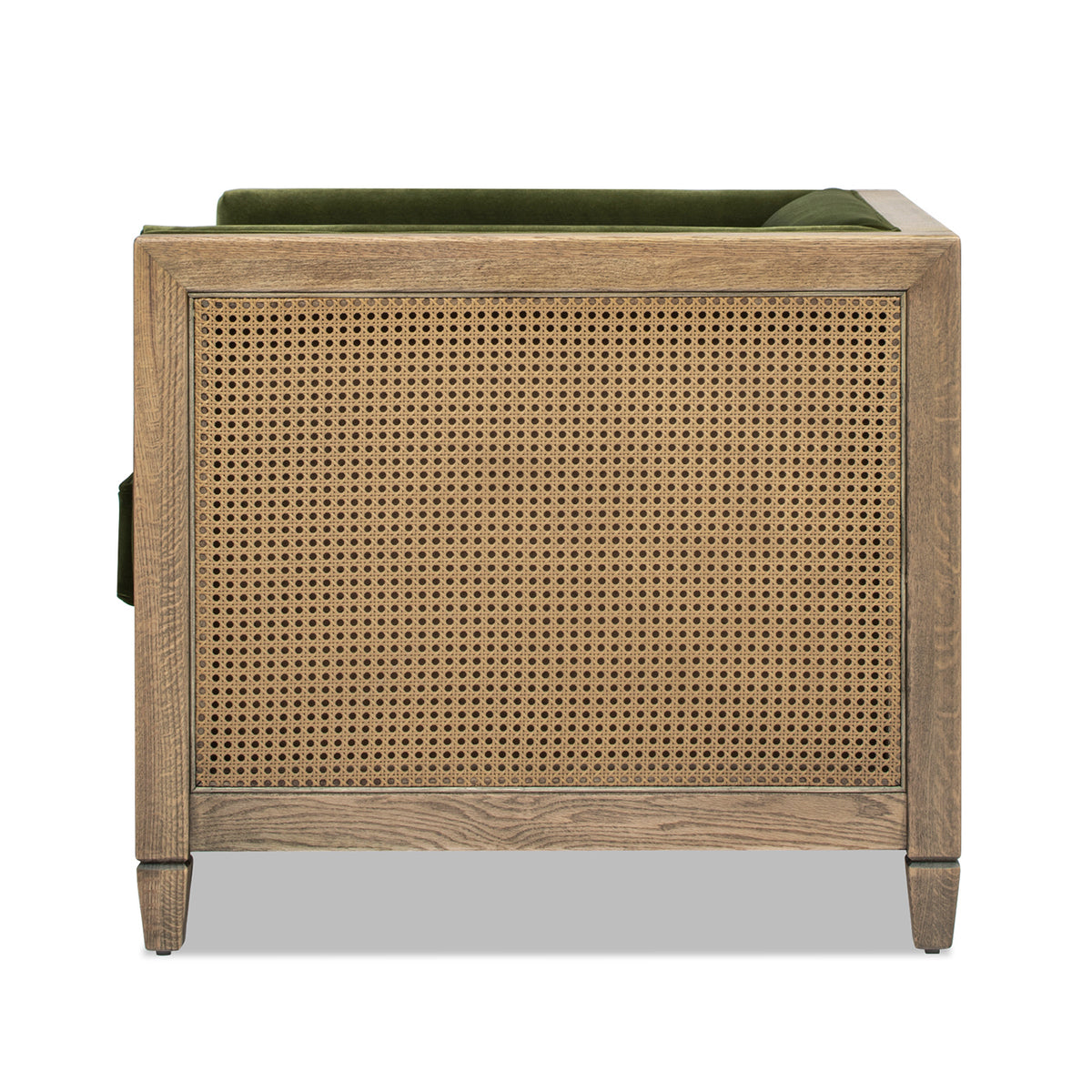 Georgia 34" Cane Rattan Tuxedo Armchair, Olive