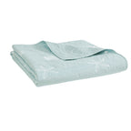 4 Piece Cotton Reversible Embroidered Quilt Set with Throw Pillow - Aqua King/Cal King