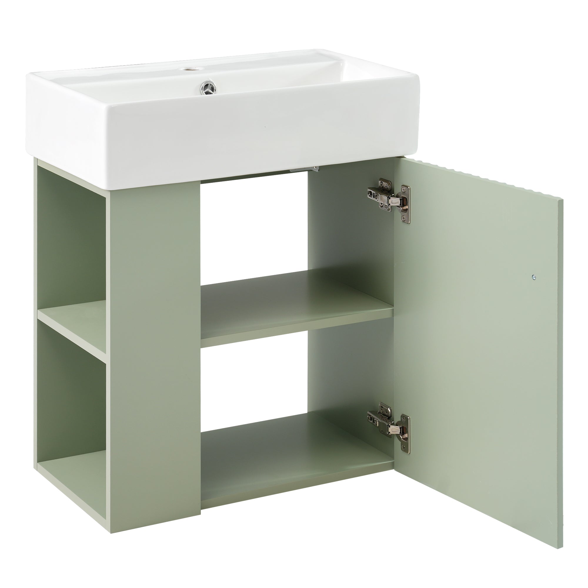 21.6 Inch Modern Floating Bathroom Vanity with Ceramic Basin