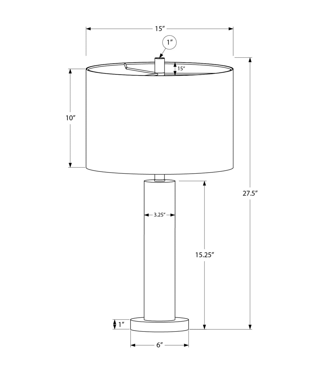 28"h Table Lamp in Nickel Metal