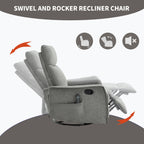 Heat Massage Manual Recliner Chair with Rocker and Swivel in Fabric