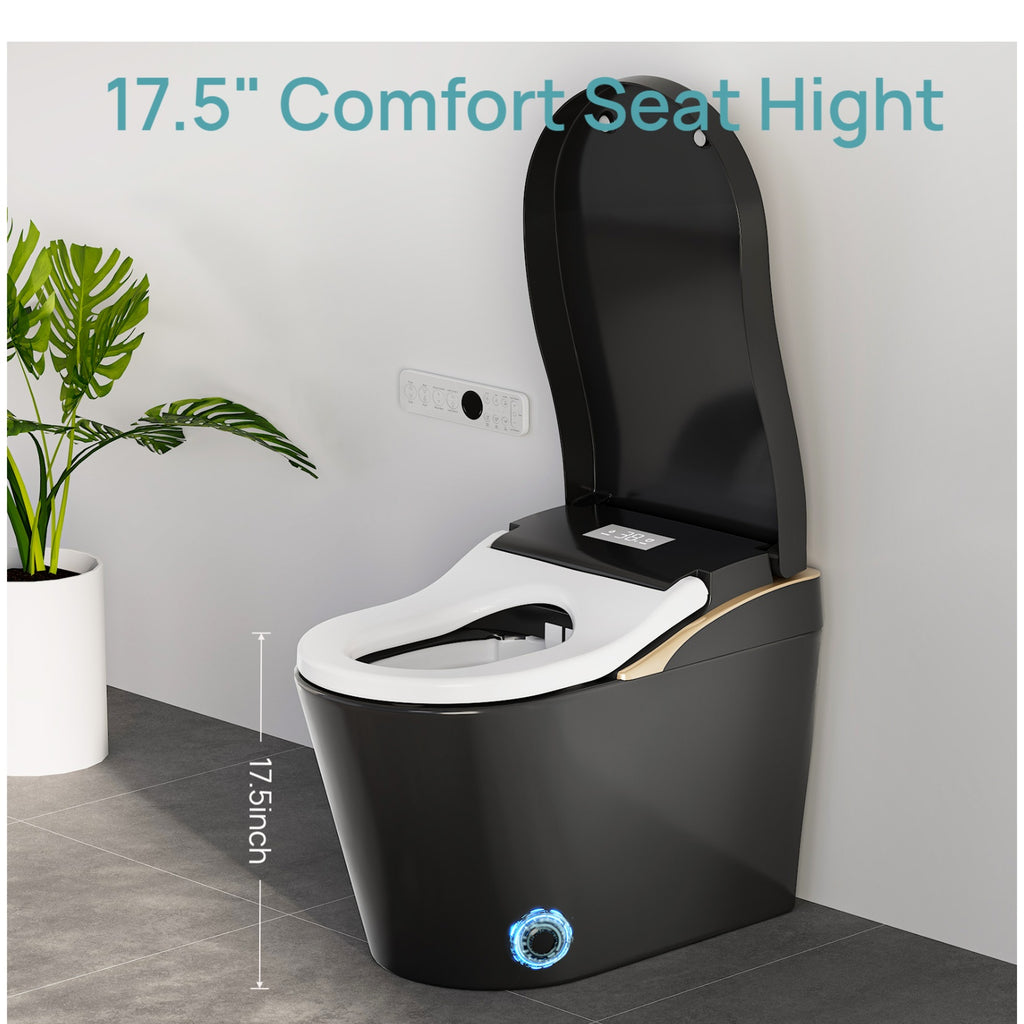 Tankless Modern Smart Toilet With Bidet, Auto Flush, Auto Open/Close,Heated Seat, Warm Water and Dry, Foam Shield Function