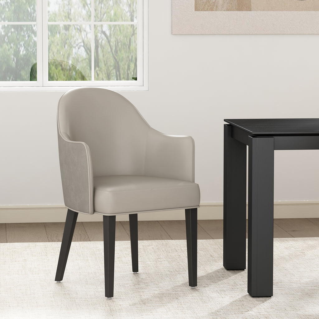 Hillman Wood Vegan Leather and Velvet Armchair