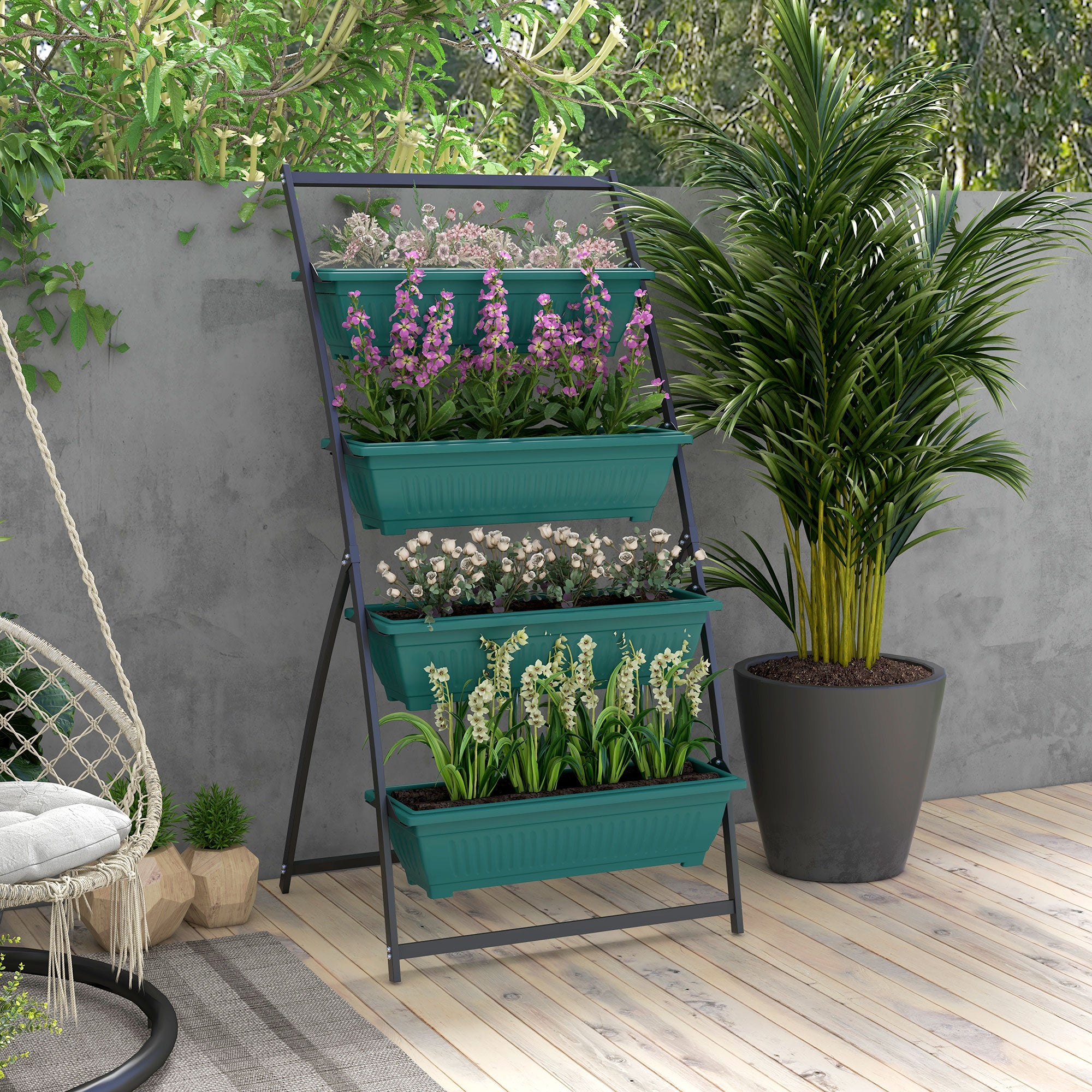 Outsunny Raised Garden Bed, 4 Tier Vertical Garden Planter Set