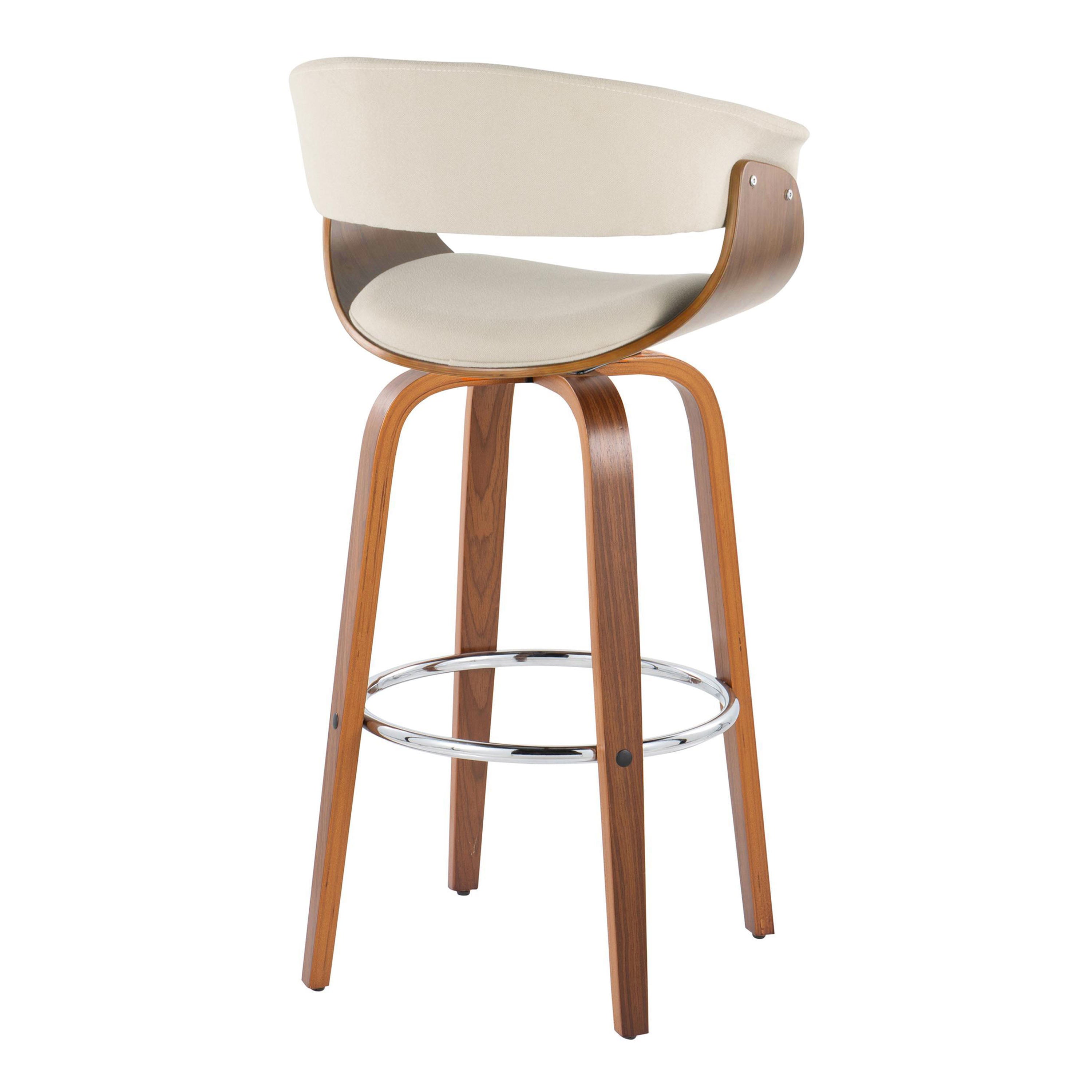 30" Mid-Century Modern Fixed-Height Barstool with Swivel