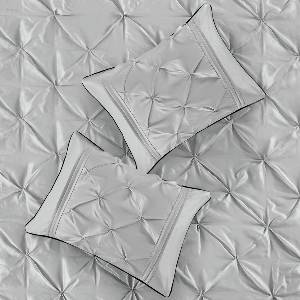 7-Piece King 100% Polyester Pieced Pleated Tufted Comforter Set