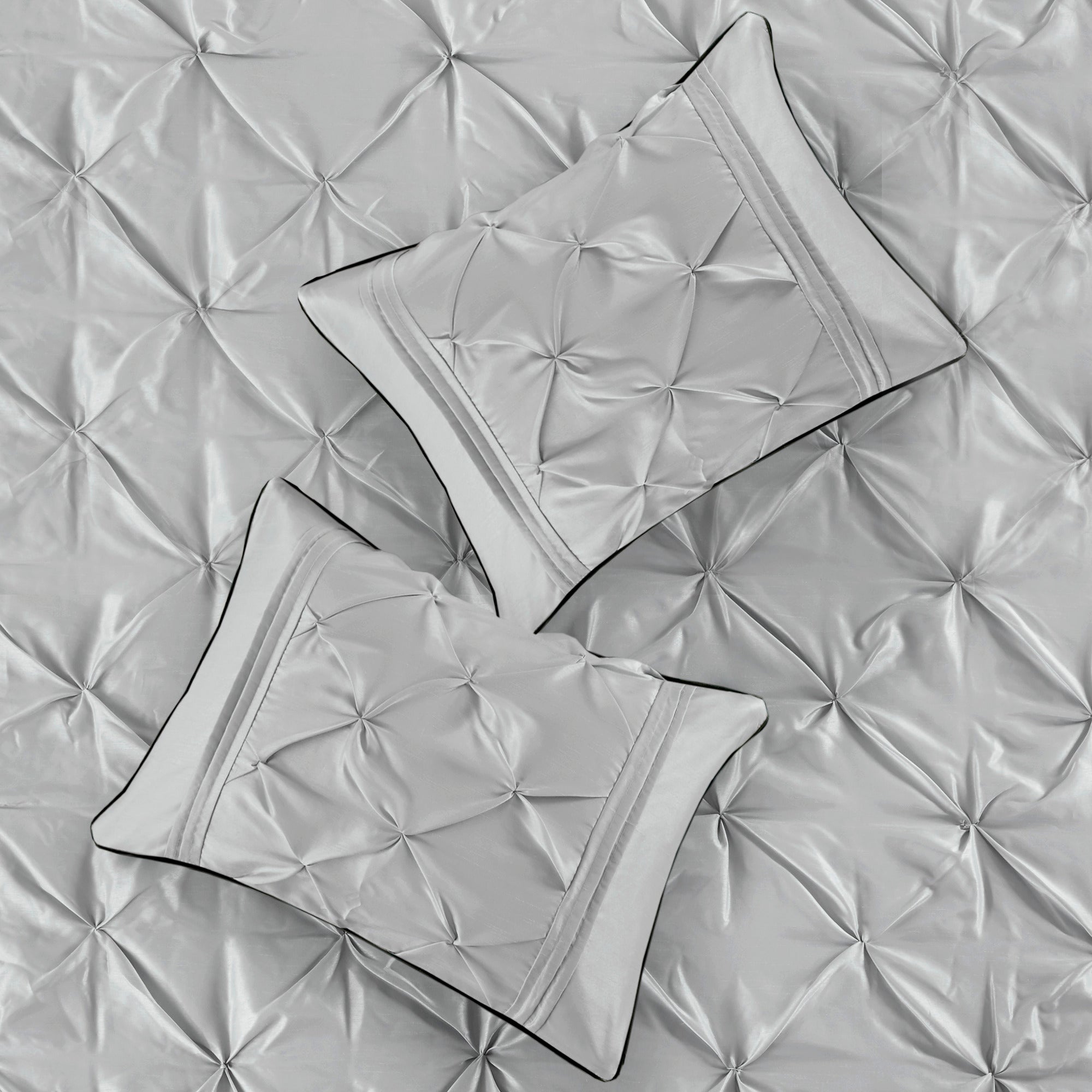 7-Piece King 100% Polyester Pieced Pleated Tufted Comforter Set