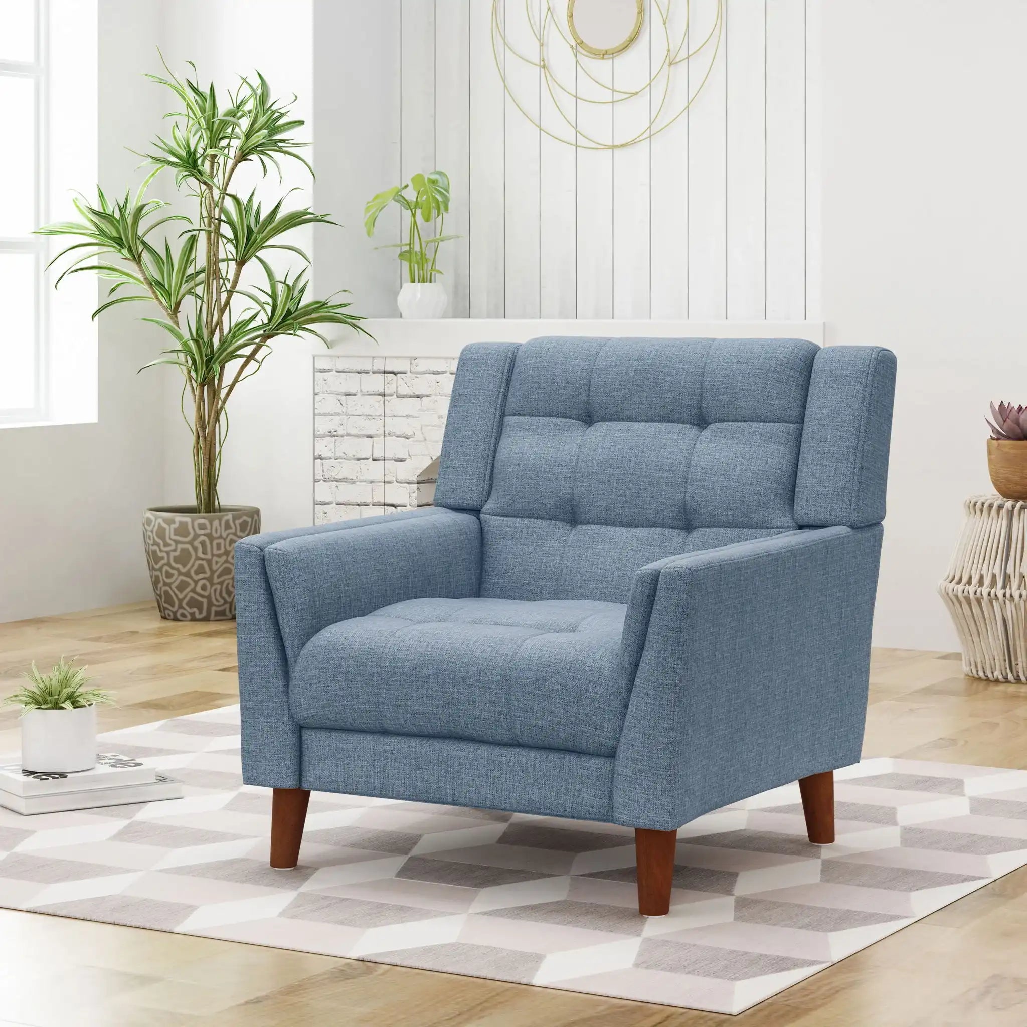 Luminaesque Fabric Upholstered Armchair With Tufted Back