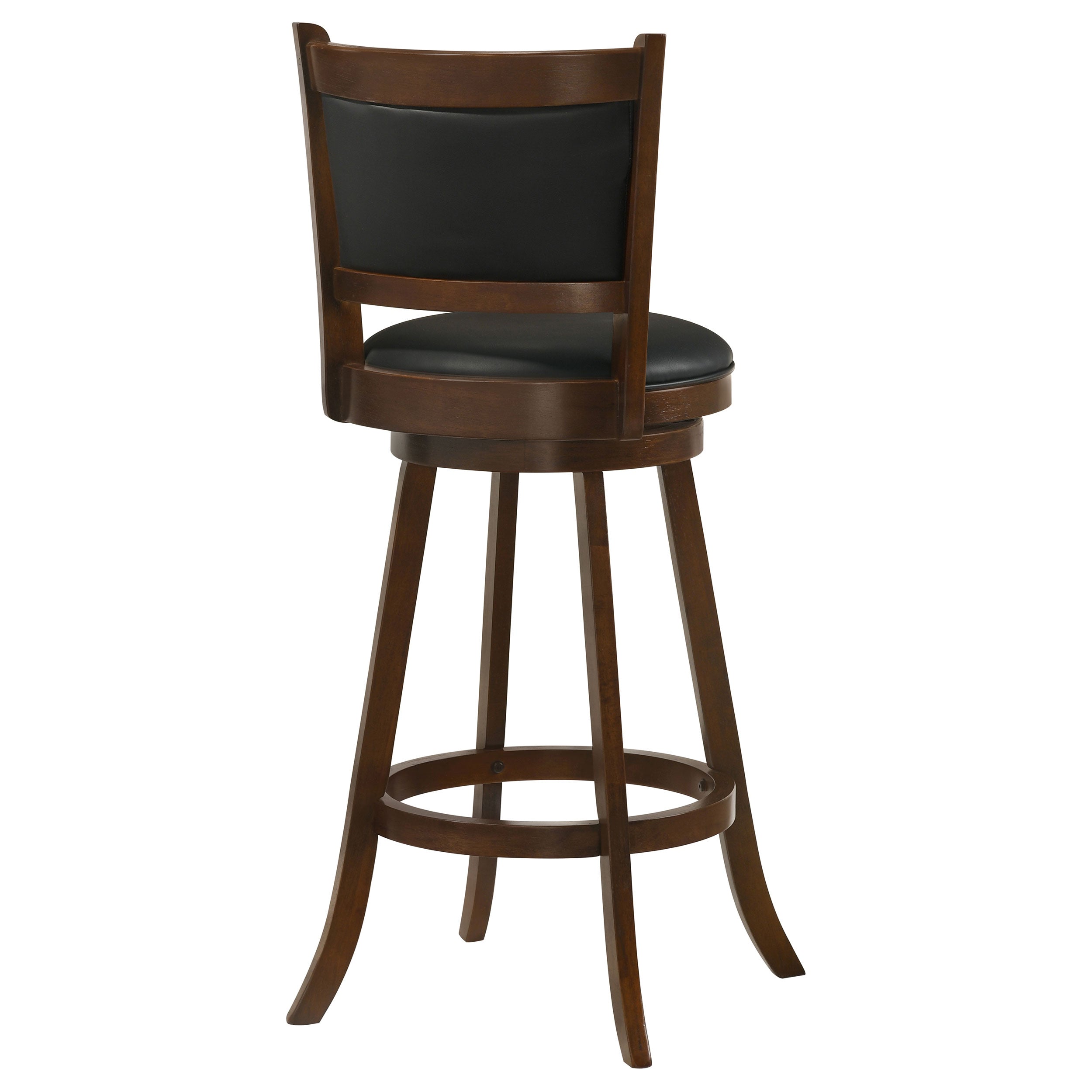 Chestnut Bar Stool Set with Black Upholstered Seat