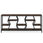 70.9 Inches Sofa Console Table with 4 Tier Wood Storage Shelves
