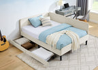 Full Size Upholstered Platform Bed Frame with 2 Storage Drawers