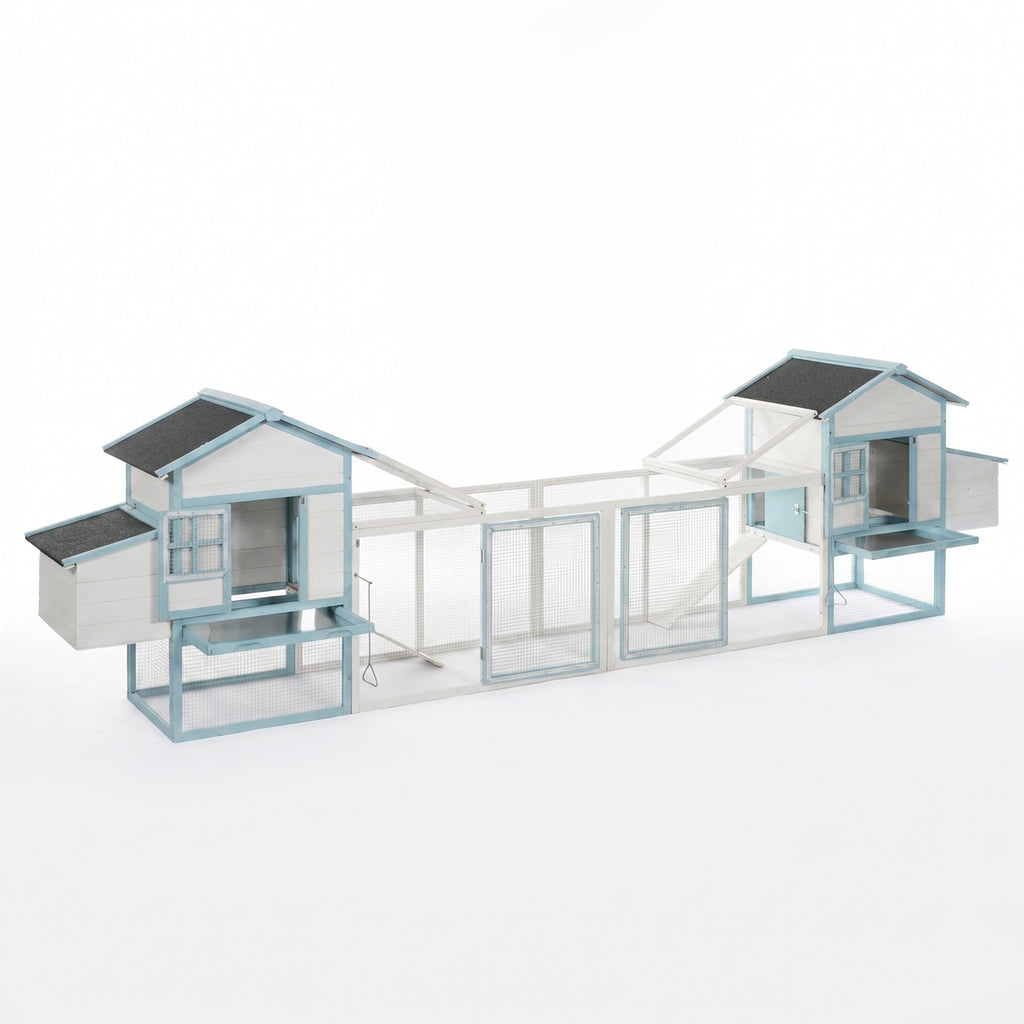 Large Wooden Chicken Coop with Double Nesting Boxes