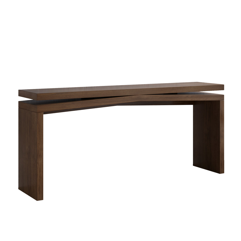 65-Inch Solid Wood Console Table, Farmhouse Rustic, Deep Brown