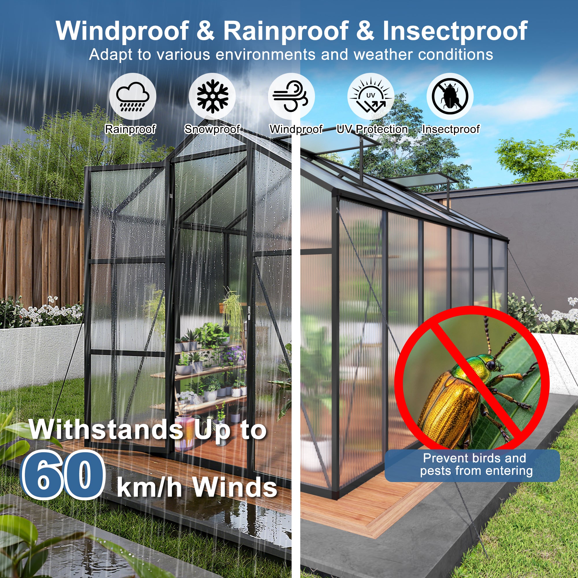 6x12FT Walk-in Outdoor Greenhouse