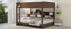 Queen over Queen Bunk Bed with Storage Cabinets and USB Ports